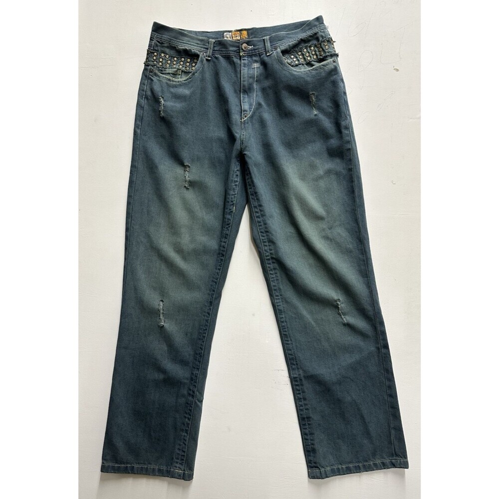 Akademiks Vintage Jeans Men size 38 blue denim pants hip hop streetwear
